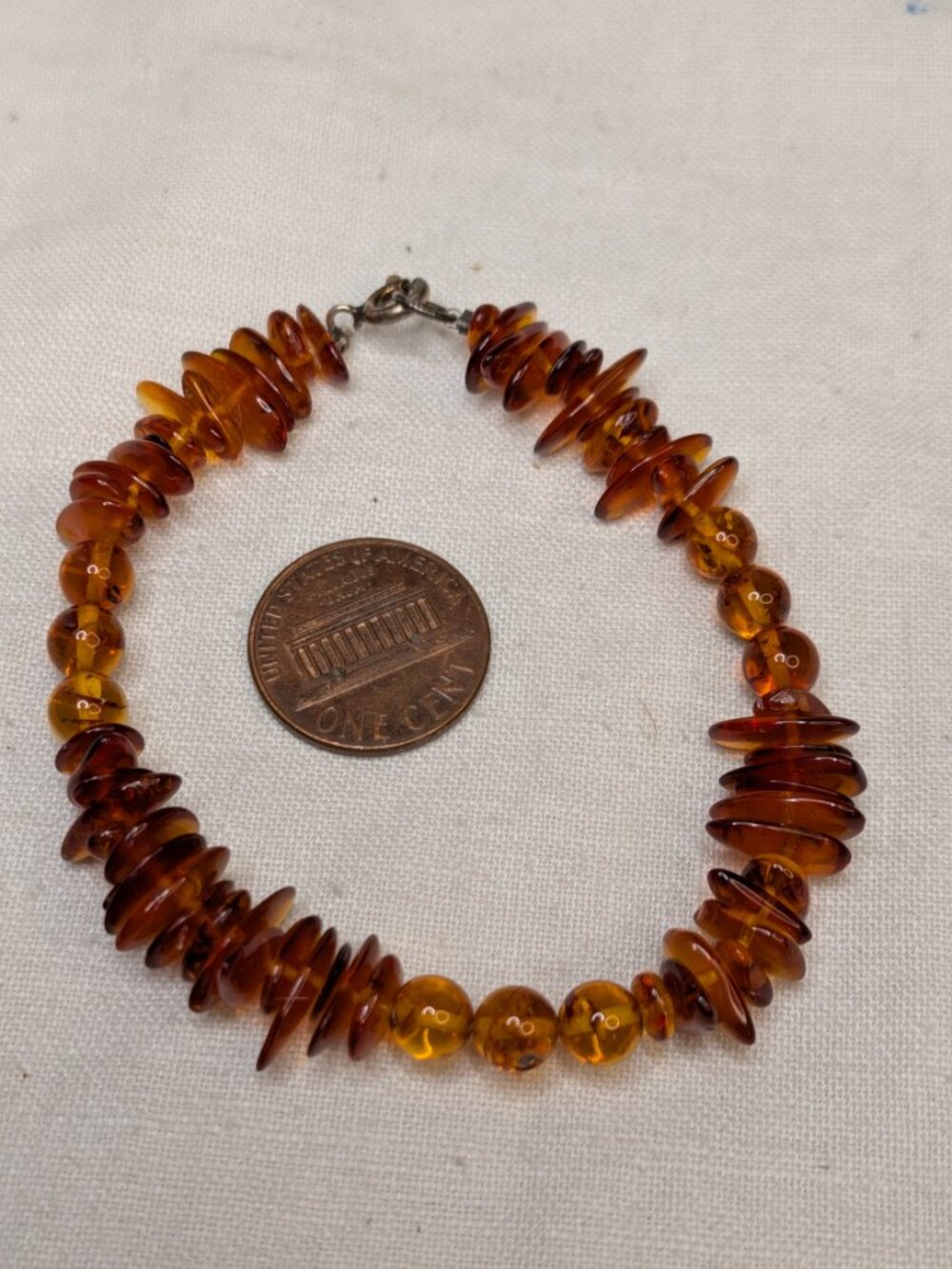 Vintage Baltic Amber Bead Bracelet – Sterling Clasp